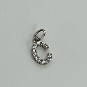 Vtg 925 Sterling Silver Cz Stone Letter C Charm / Pendant
